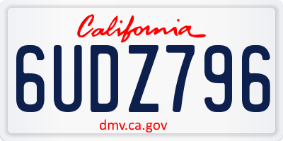 CA license plate 6UDZ796