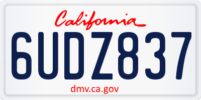 CA license plate 6UDZ837