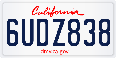 CA license plate 6UDZ838