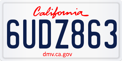 CA license plate 6UDZ863