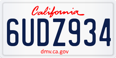 CA license plate 6UDZ934