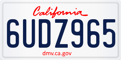 CA license plate 6UDZ965