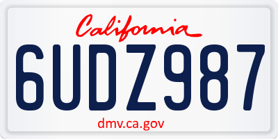 CA license plate 6UDZ987