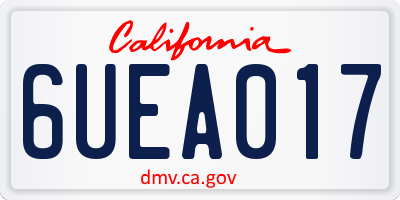 CA license plate 6UEA017