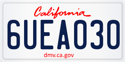 CA license plate 6UEA030