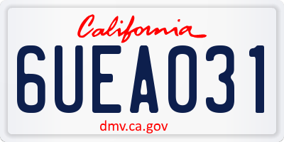CA license plate 6UEA031