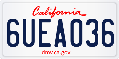 CA license plate 6UEA036