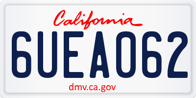 CA license plate 6UEA062