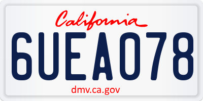 CA license plate 6UEA078