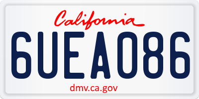 CA license plate 6UEA086
