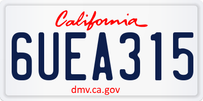 CA license plate 6UEA315