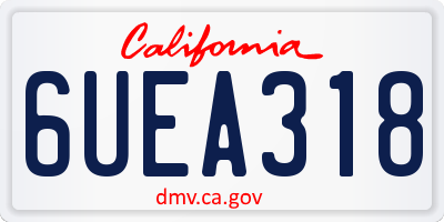 CA license plate 6UEA318