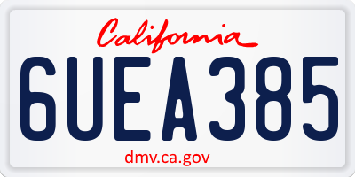 CA license plate 6UEA385