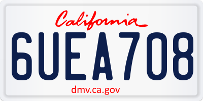 CA license plate 6UEA708