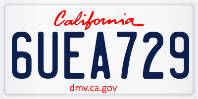 CA license plate 6UEA729
