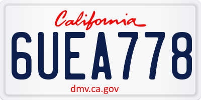 CA license plate 6UEA778