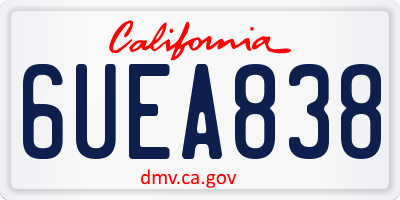 CA license plate 6UEA838