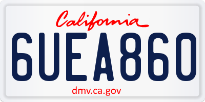 CA license plate 6UEA860
