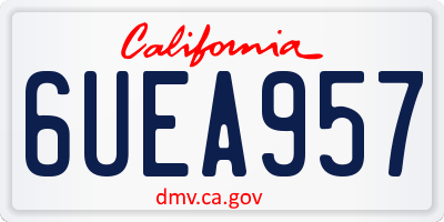 CA license plate 6UEA957