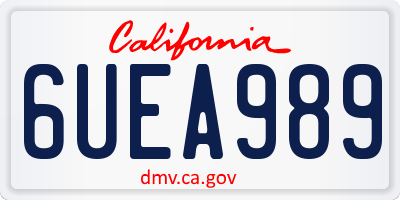 CA license plate 6UEA989