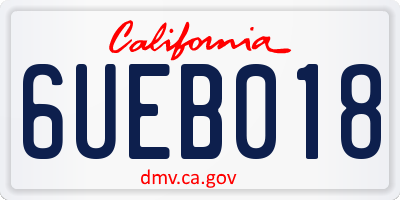 CA license plate 6UEB018
