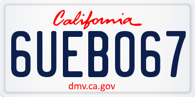 CA license plate 6UEB067