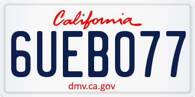 CA license plate 6UEB077