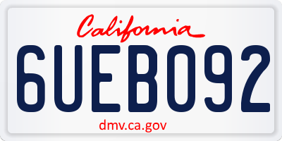 CA license plate 6UEB092