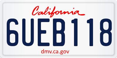 CA license plate 6UEB118
