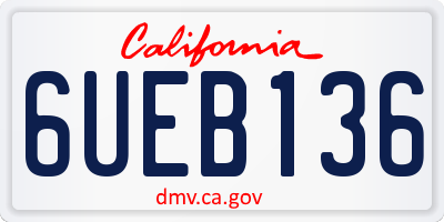 CA license plate 6UEB136