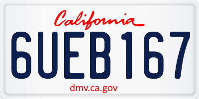CA license plate 6UEB167
