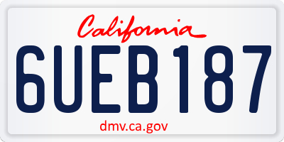 CA license plate 6UEB187