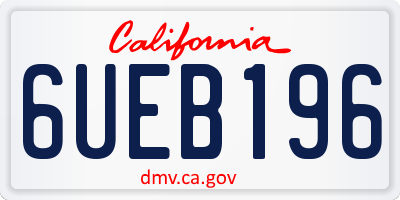 CA license plate 6UEB196