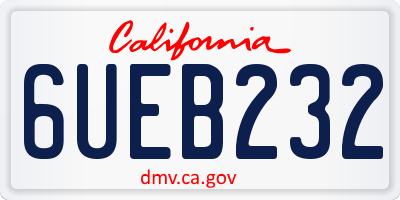 CA license plate 6UEB232
