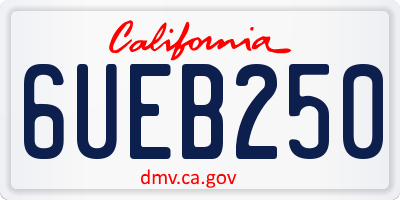 CA license plate 6UEB250