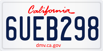CA license plate 6UEB298