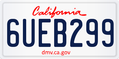 CA license plate 6UEB299