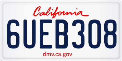 CA license plate 6UEB308