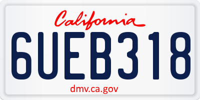 CA license plate 6UEB318