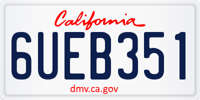 CA license plate 6UEB351