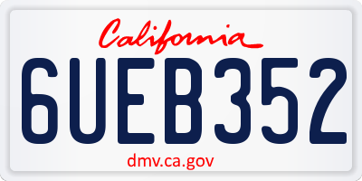 CA license plate 6UEB352