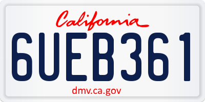 CA license plate 6UEB361