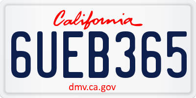 CA license plate 6UEB365