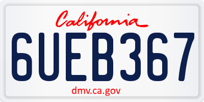 CA license plate 6UEB367