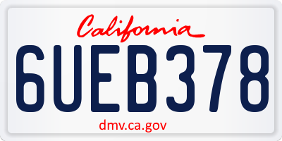 CA license plate 6UEB378