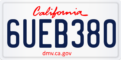 CA license plate 6UEB380