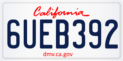 CA license plate 6UEB392