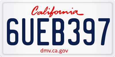 CA license plate 6UEB397