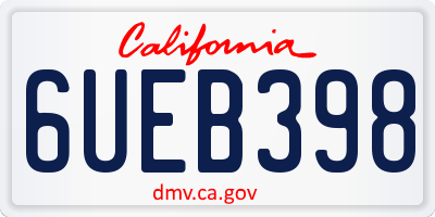 CA license plate 6UEB398
