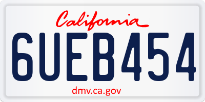 CA license plate 6UEB454